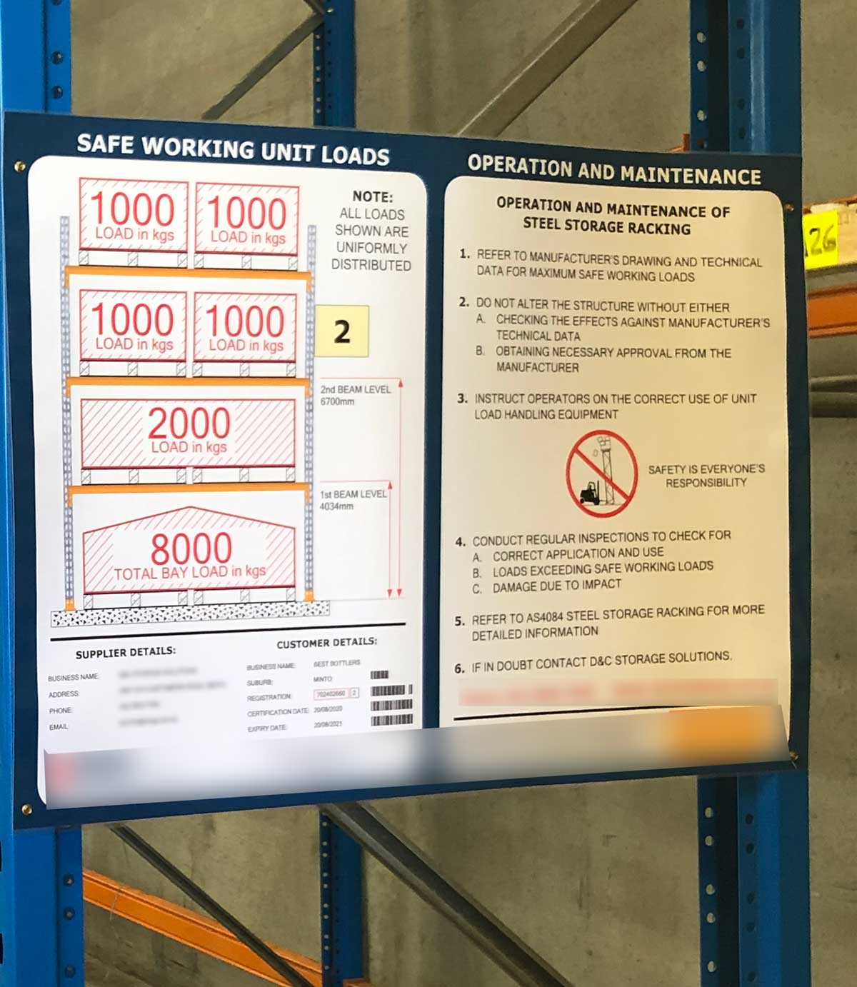 Saferack advanced warehouse racking audit system